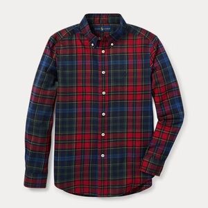 Ralph Lauren Boys Plaid Christmas Button Down Size L